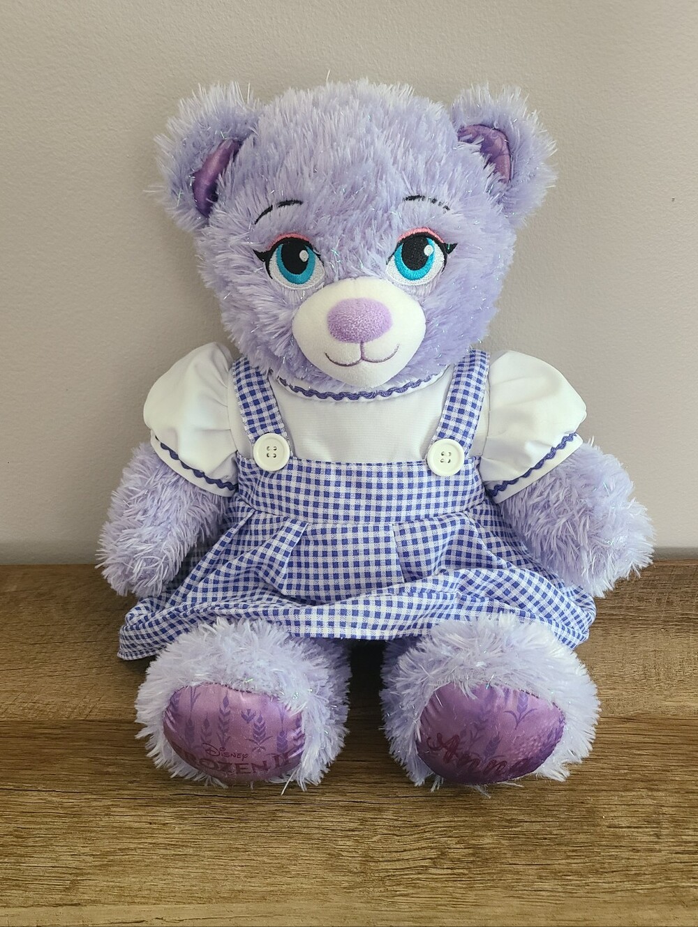 💜Build-A-Bear Disney Frozen 2 Anna Purple Plush Bear in Gingham Dress